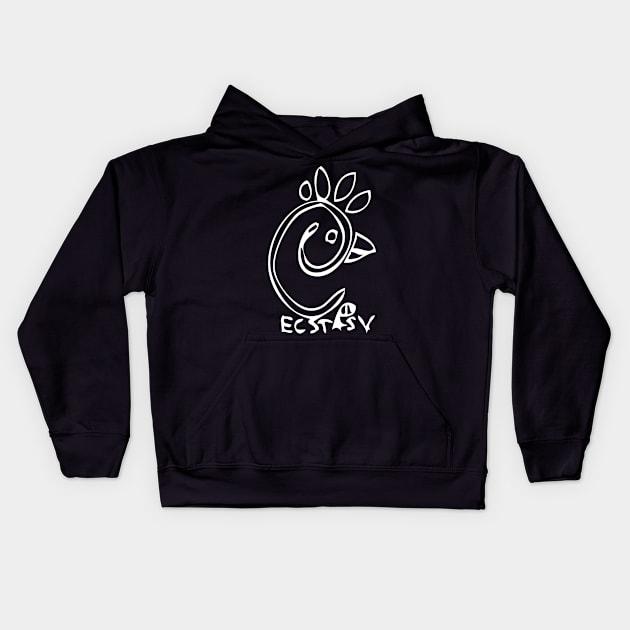 Ecstasy Doodle White Kids Hoodie by Mijumi Doodles